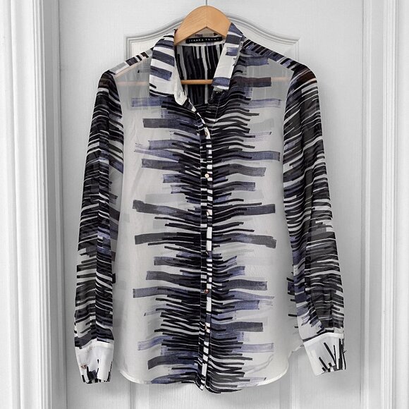 Ivanka Trump - Button Front Print Longsleeve Shirt with Cuffs - Picture 1 of 13